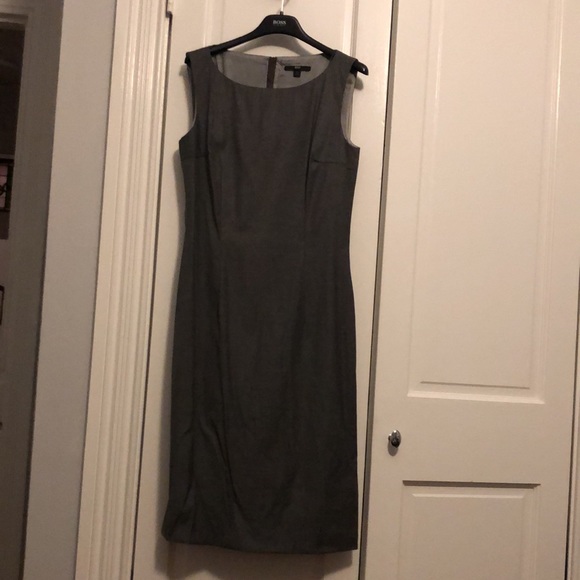 Hugo Boss Dinoma Wool Blend Boat Neck Dress Grey Silver - Picture 3 of 4